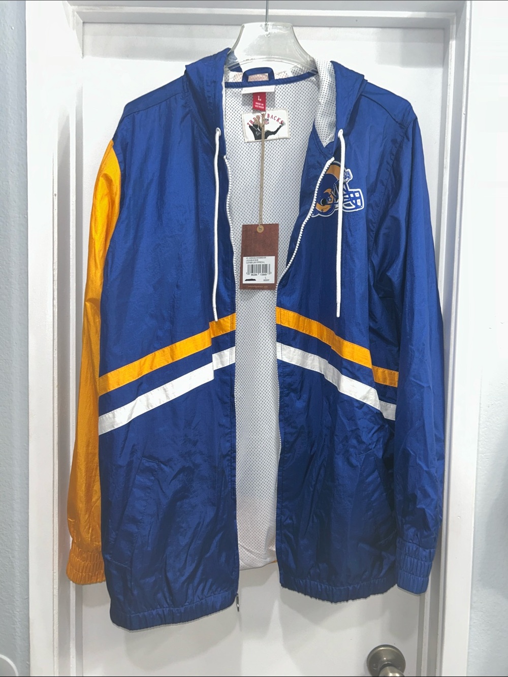 RAMS windbreaker NFL Blue and Gold Hooded Windbreaker Jacket